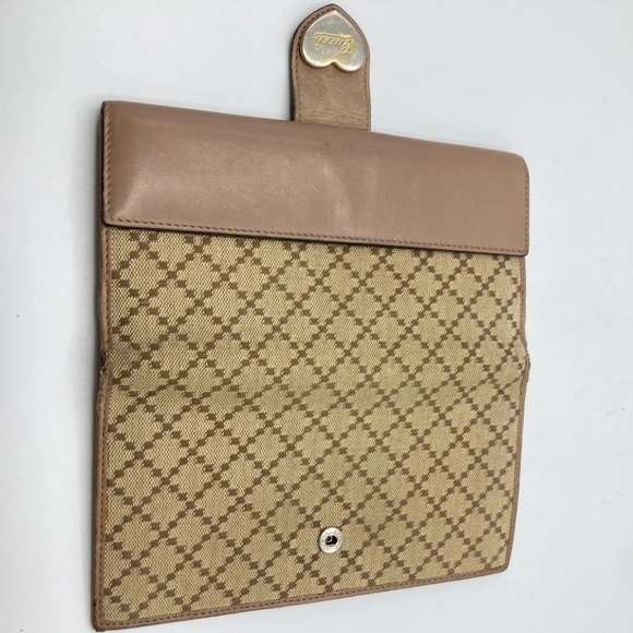🔹️ GUCCI 🔹️ long leather wallet purse Italy Brown Canvas heart ✨️🤎 - Picture 10 of 13